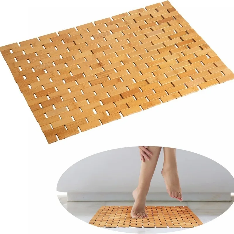 Bamboo Bath Mat - Natural Bamboo Wood Bath Mat Bathroom