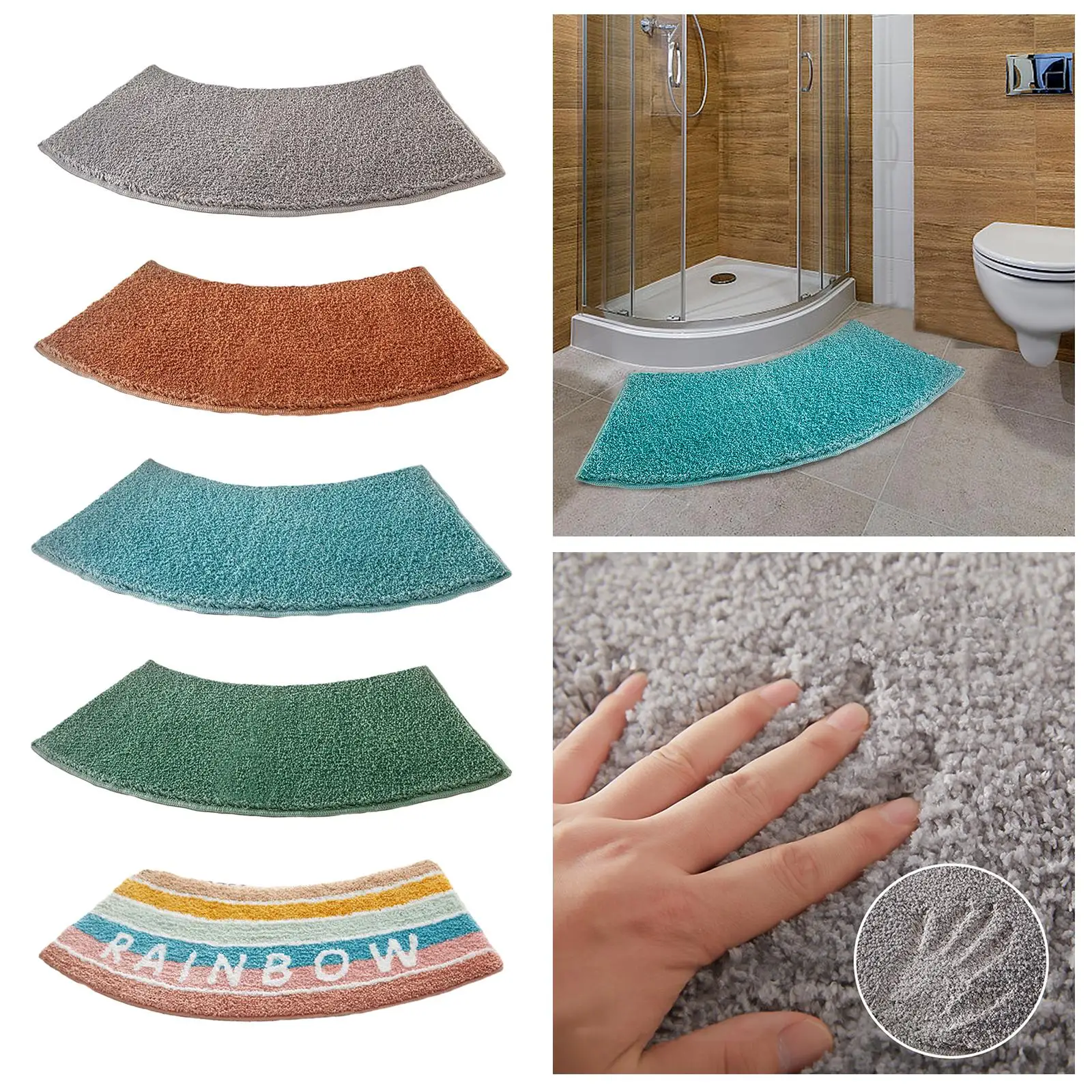 Curved Shower Mat Toilet Rug B - Bamboo Bath Mat recension och pris
